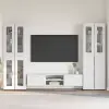  TV szekrény garnitúra FLORIN 3 pcs Magas Fényű Fehér Faanyag