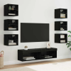  TV szekrény LED -es lámpákkal fiókkal 8 pcs Fekete tölgy Üveg