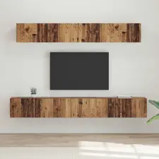  TV Szekrény Szett polcokkal 5 pcs Régi fa Közepes Faanyag bútor