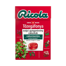 Twinner Hungária Kft. Ricola Tőzegáfonyás svájci gyógynövény cukormentes cukorka 40g reform élelmiszer