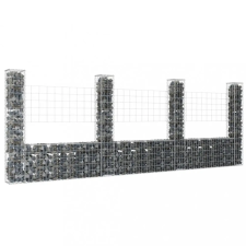  U-alakú vas gabionkosár 4 oszloppal 380 x 20 x 150 cm építőanyag