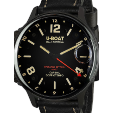 U-Boat 9671 Capsoil Doppiotempo DLC GMT Mens Watch 55mm 10ATM, karóra