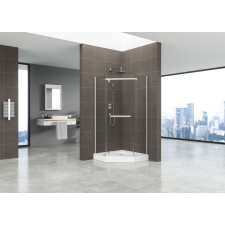 U Design Penta ötszögletű üveg zuhanykabin tálcával, sima, 90x90x185 cm kád, zuhanykabin