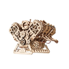 UGEARS 3D puzzle, V8 motor, Ugears, fa, 776 darab puzzle, kirakós