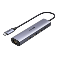 uGreen 20932 USB Type-A 3.0 HUB + RJ45 (4 port) (20932) hub és switch