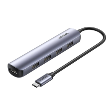 uGreen 4 portos USB 3.0 Hub + HDMI szürke (20197) (ugreen20197) laptop kellék
