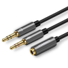 uGreen AV140 AUX audio splitter fejhallgató + mikrofon 3,5 mm-es mini jack kábelhez 28cm fekete (20899) (ugr20899)