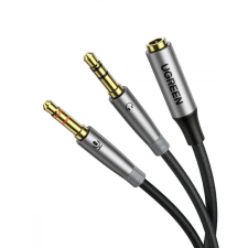 uGreen AV193 AUX audio splitter fejhallgató + mikrofon 3,5 mm-es mini jack kábelhez (szürke) kábel