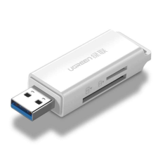 uGreen CM104 SD / microSD USB 3.0 memóriakártya-olvasó (fehér) kábel és adapter