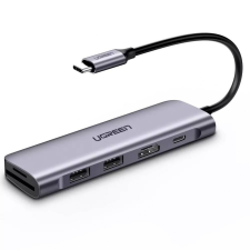 uGreen CM195 6 az 1-ben USB-C hub 2x USB 3.0, HDMI, SD / microSD, 100 W (szürke) hub és switch