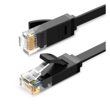 uGreen Ethernet RJ45 lapos kábel, Cat.6, UTP, 0,5m, fekete kábel és adapter