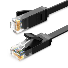 uGreen Ethernet RJ45 lapos kábel, Cat.6, UTP, 10m (fekete) kábel és adapter