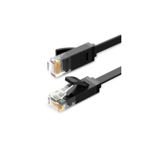 uGreen Ethernet RJ45 lapos kábel, Cat.6, UTP, 3m (fekete) kábel és adapter