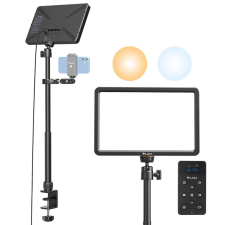 Ulanzi VIJIM K20-Pro LED Edge-Lit Videó Lámpa 2500-9000K 650LUX + Asztali VIJIM 30-80cm Állvány+ Kamera-tartó 1/4&quot; kar stúdió lámpa