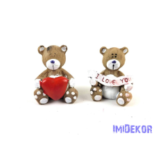  Ülő szerelmes maci 5x4cm dekorációs kellék