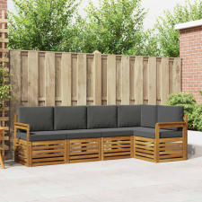  Ülőgarnitúrák 5 pcs Természetes és antracit Tömör Akácfa bútor