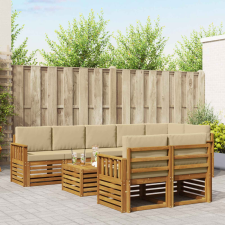  Ülőgarnitúrák párnával 9 pcs Természetes és bézs Tömör Akácfa bútor