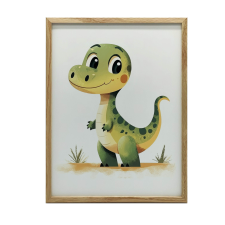 Uśmiechnięty Dinozaur, 70x100 cm, rama aluminiowa czarna, papier matowy 230 gsm grafika, keretezett kép