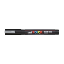 UNI Dekormarker, 0,9-1,3 mm, "Posca", ezüst filctoll, marker