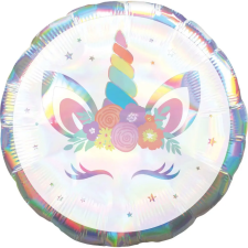 UNIKORNIS Hologrammos unikornis fólia lufi 45 cm party kellék