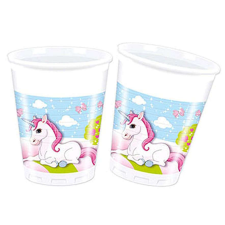 UNIKORNIS Unicorn, Unikornis műanyag pohár 8 db-os 200 ml party kellék