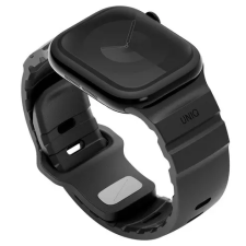 Uniq Alton Apple Watch 44/45/46/49mm gumis szilikon szíj, fekete tok és táska