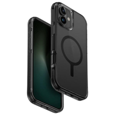 Uniq Combat Magclick Charging tok iPhone 16 - átlátszó fekete szegéllyel tok és táska