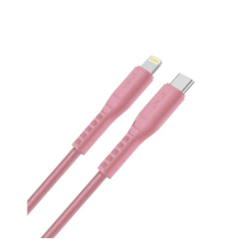 Uniq Flex USB-C - Lightning MFi adatkábel, 1,2m, rózsaszín kábel és adapter