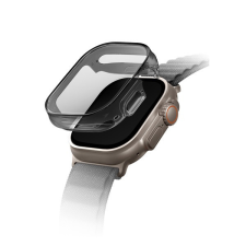  Uniq Garde Hybrid Apple Watch Ultra 49mm tok, tempered kijelző fóliával, fekete-átlátszó okosóra kellék