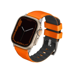 Uniq Linus Airosoft Apple Watch 42/44/45/49mm szilikon szíj, narancs okosóra kellék