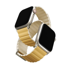Uniq Revix Premium mágneses szilikon szíj Apple Watch 38/40/41mm sárga/csont okosóra kellék
