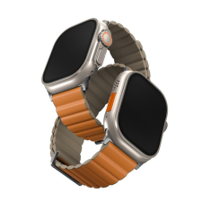 Uniq Revix Premium mágneses szilikon szíj Apple Watch 42/44/45/49mm, narancs/khaki okosóra kellék
