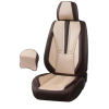  Univerzális autósüléshuzat-garnitúra, barna ecobőr krémszínű szövettel, elöl-hátul