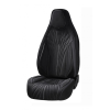  Univerzális autósüléshuzat-szett, fekete szövetből, fehér csíkkal, integrált fejtámlával, elöl-hátul