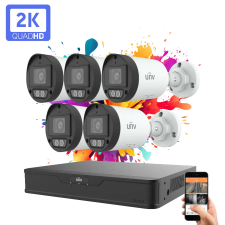 UNIVIEW 5 kamerás IP kamera rendszer 4MP színes éjszakai látással megfigyelő kamera