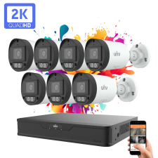 UNIVIEW 7 kamerás IP kamera rendszer 4MP színes éjszakai látással megfigyelő kamera
