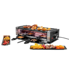 Unold 48730 Raclette Grillsütő, 8 személy, 1200W, Rozsdamentes acél, fekete grillsütő