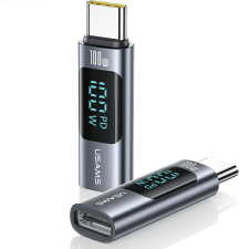 USAMS AU18 USB-C - USB-C digitális kijelzős adapter 100W - szürke kábel és adapter
