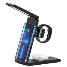 USAMS indukciós töltő lámpával 3 az 1-ben 15W fekete CD181WXC01 (US-CD181) mobiltelefon kellék