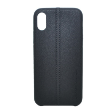 USAMS JOE műanyag telefonvédő (bőr hatású, varrás minta) FEKETE [Apple iPhone XS 5.8] (IP8Z01) tok és táska