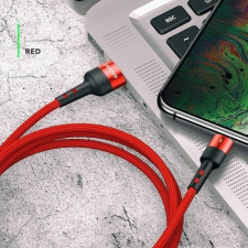 USAMS kábel fonott U26 USB-C 1m 1db készlet 3A gyorstöltés piros SJ313TC02 (US-SJ313) (US-SJ313) kábel és adapter
