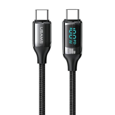 USAMS kábel fonott U78 USB-C - USB-C LED 3m 100W gyorstöltés fekete SJ559USB01 (US-SJ559) mobiltelefon kellék