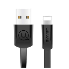 USAMS kábel lapos U2 Lightning 1,2m fekete iPhone 5/6/7/8/X (US-SJ199) kábel és adapter