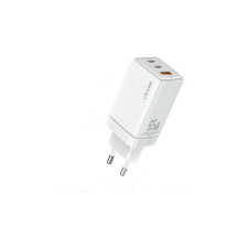 USAMS Sandru 2x USB-C / USB-A Hálózati töltő - Fehér (65W) mobiltelefon kellék