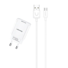 USAMS T210CMC01 hálózati töltő microUSB kábellel 1m fehér (1337690) (T210CMC01) mobiltelefon kellék