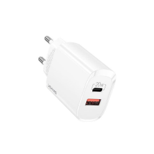 USAMS T35 Prémium Hálózati USB+USB-C töltő - Fehér (5V / 3A) (USA000815) mobiltelefon kellék