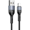 USAMS U55 adatkábel (USB - lightning, 2A, gyorstöltő, 100cm, cipőfűző) FEKETE Apple iPhone 14 Plus / iPhone 14 Pro / iPhone 14 (SJ448ZJ01) (SJ448ZJ01)