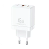 USAMS US-CC178 T58 USB-C / USB-A Hálózati töltő - Fehér (45W) (USA001289)