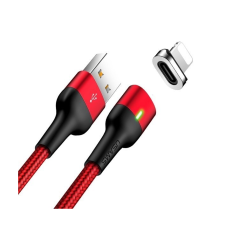USAMS USB apa - Mágneses MicroUSB apa Adat- és töltőkábel - Piros kábel és adapter