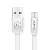 USAMS USB töltő- és adatkábel, microUSB, 120 cm, 2000 mA, lapos, USAMS U2, SJ201MIC02, fehér
